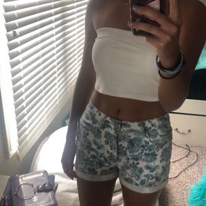 floral jean shorts